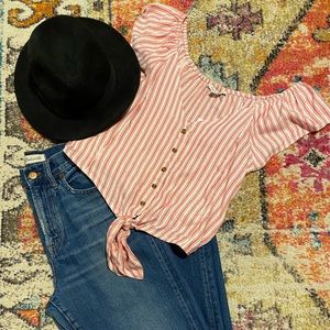 AmericanEagle Striped Crop Blouse
